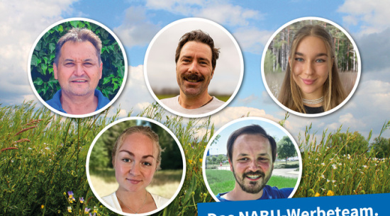 NABU-Werbeteam (v. l. n. r.): René Gewalt, Marie-Louise Rauch, Marco Frech, Sören Roeßler und Sophia von den Hoff Abb. ohne Autor: